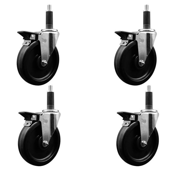 5 Inch Phenolic Swivel 1 Inch Expanding Stem Caster Set with Brake SCC