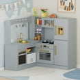 thumbnail image 5 of LAZY BUDDY Corner Wooden Play Kitchen for Kids, Toddler Kitchen Playset Pretend Play Toy with 6 Cookware Accessories, Lights & Sounds, 5 of 11