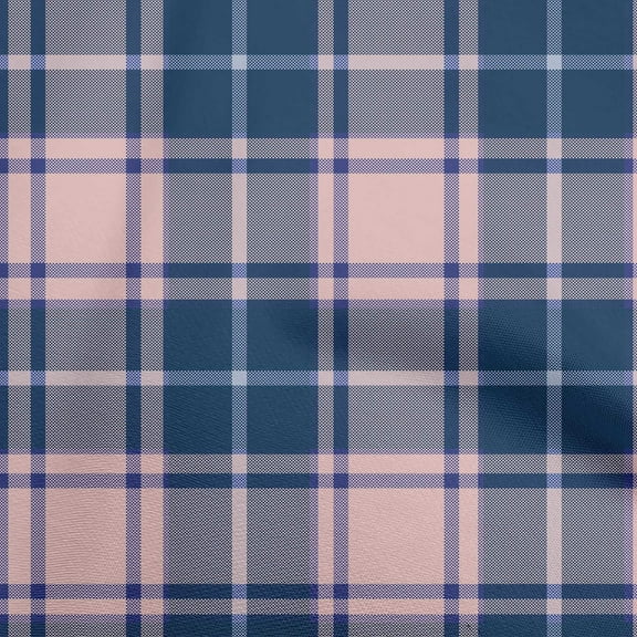 oneOone Viscose Chiffon Dark Blue Fabric Check Plaid Sewing Fabric By The Yard Printed Diy Clothing Sewing Supplies 42 Inch Wide