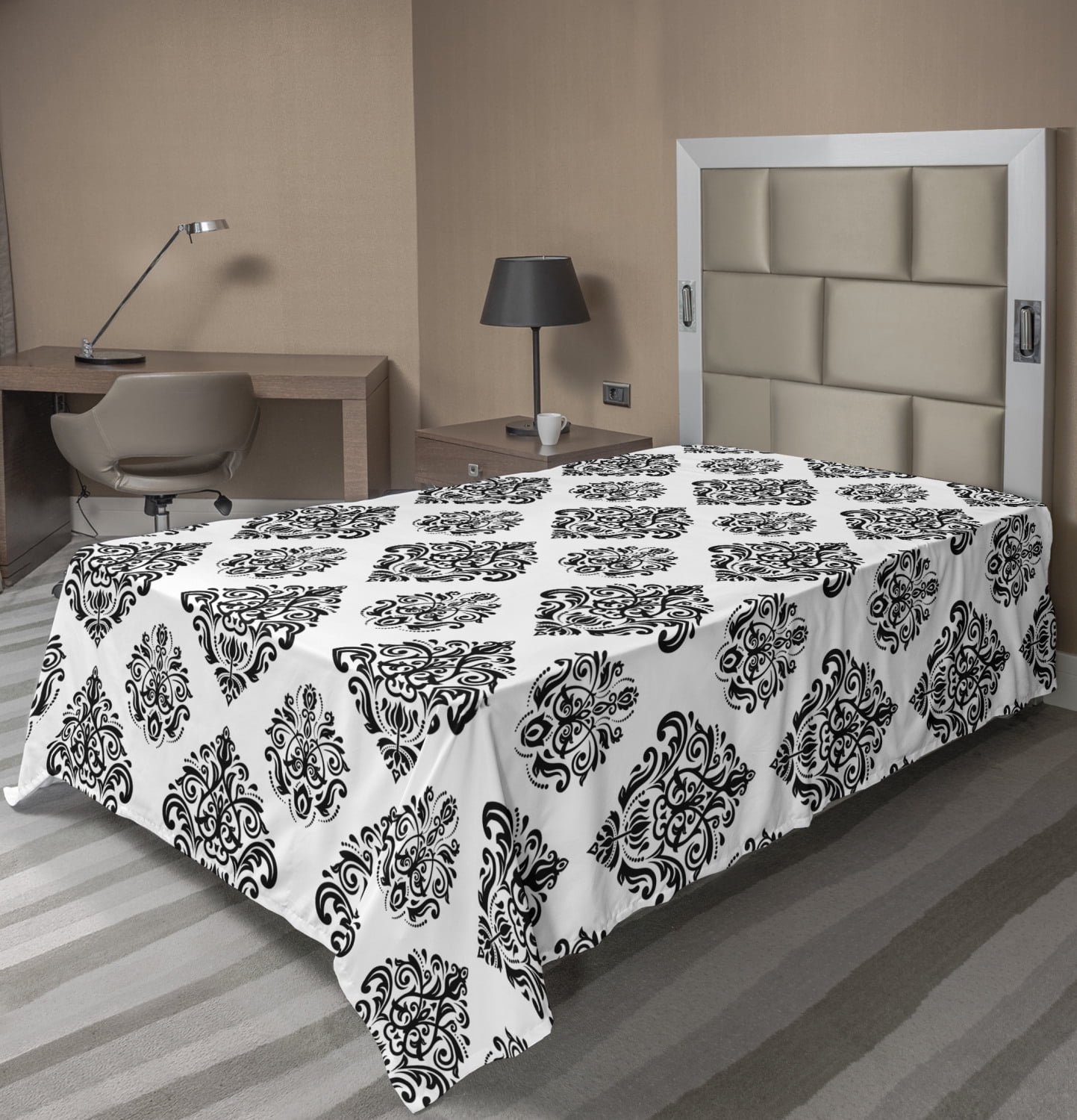 Abstract Flat Sheet, Arabesque Style Damask Style Oriental Motifs