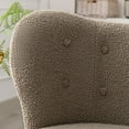 thumbnail image 5 of Modern Lambskin Sherpa Accent Chair, Upholstered Tufted Leisure Side Chair with thick Wingback and Walnut Color Solid Wood Legs, Comfy Single Sofa Lounge Chair for Living Room Bedroom, Light Brown, 5 of 7