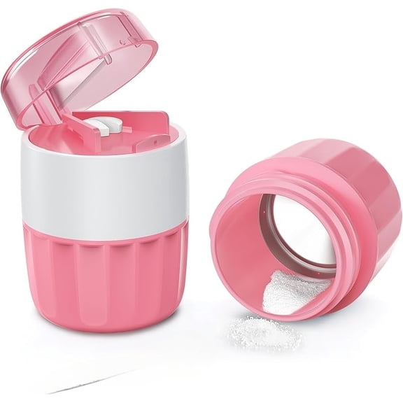 CZQ3-in-1 Pill Crusher and Pill Cutter, Pills Crusher Fine Powder with Stainless Steel Grinding Head, Pil Grinder with Storage for Tablets, Cutter Splitter for Small and Tiny Pills Pink