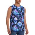 thumbnail image 2 of Kdxio Skull blue crystal flower for Men's Muscle T-shirt,Sleeveless for Workout Running Athletic Gym Lounge Casual, 2 of 5