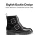thumbnail image 2 of Botas DREAM PAIRS para Niñas con Brillo, Tobillo, Cierre Lateral y Hebilla Negra, 2 of 5