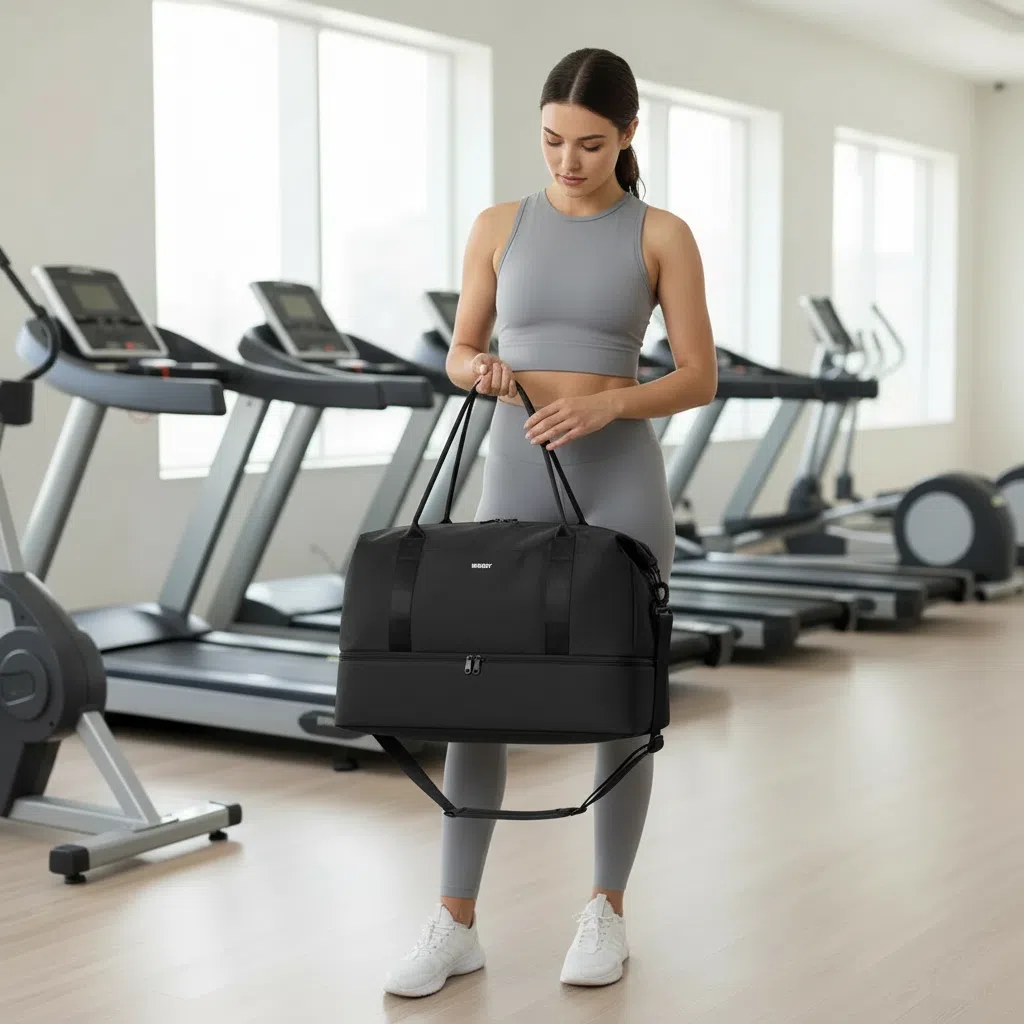 SportsNew Business Travel Bag with  Shoe Compartment  Wet Pocket ,TSA Carry on Personal Item Bag  18x14x8,Laptop Bag  with USB Charging Port, Gym Bag with Strip for Men Women(Black Bag)