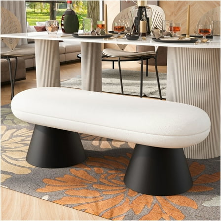 JERFIT Dining Bench for Dining Room Upholstered Bedroom End of Bed Entryway Bench Fabric Ottoman