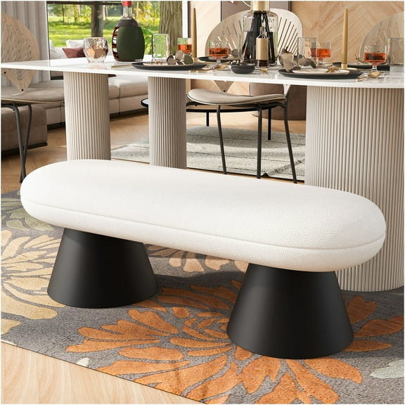 JERFIT Dining Bench for Dining Room Upholstered Bedroom End of Bed Entryway Bench Fabric Ottoman