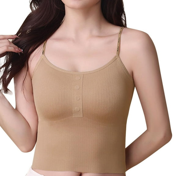 aidice Built in Bra Tank Top for Women Sleeveless Strap Crop Tops Summer Casual Undershirts Free Size