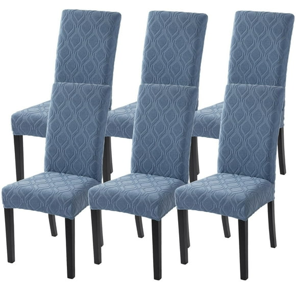 Fundas para sillas de comedor SearchI juego de 6 en jacquard azul elástico