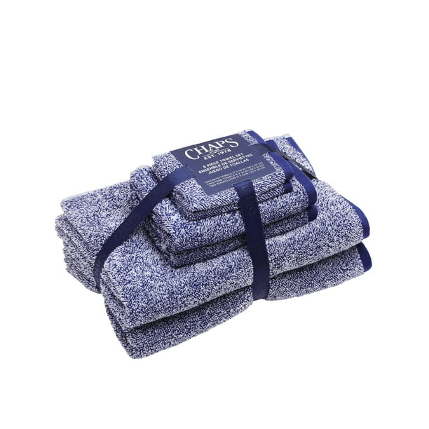 Chaps 6Piece Heathered Bath Towel Set for Bathroom 100 Cotton Ring