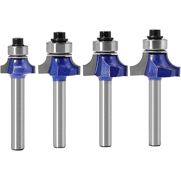 4pcs Round-over Router Bit Set, 1/8-inch Radius Round Over Edge Forming Router Bit 1/4-inch Shank