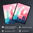 thumbnail image 2 of Abstract Geometric Metropolis Cityscape Coral Pink Turquoise Blue Pastel Colour Artwork Unframed Wall Art Print Poster Home Decor Premium, 2 of 5