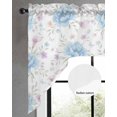 thumbnail image 2 of Pink Blue Flower Swag Valances for Windows, Small Curtains Drapes, Spring Watercolor Floral Plant Textured Kitchen Window Curtains Over Sink Window Treatment Valance for Bedroom/Bathroom 56"x36", 2 of 5
