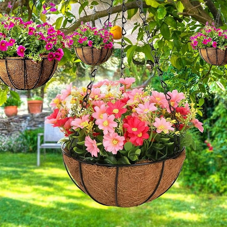 Hanging Baskets for Plants Outdoor,Hanging Planter,14 Inch Large Hanging  Planter,with Coco Liner Pot & Water Storage Tray - with Black Chain,Hanging  Basket for Outdoor (2 Pack) - Walmart.com