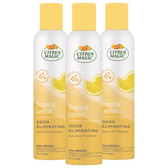 Citrus Magic Odor Eliminating Air Freshener Spray, Tropical Lemon, 3-Ounce, Pack of 3