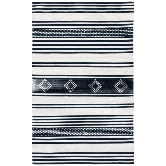 SAFAVIEH Striped Kilim Fergal Striped Area Rug, Black/Ivory, 8' x 10'