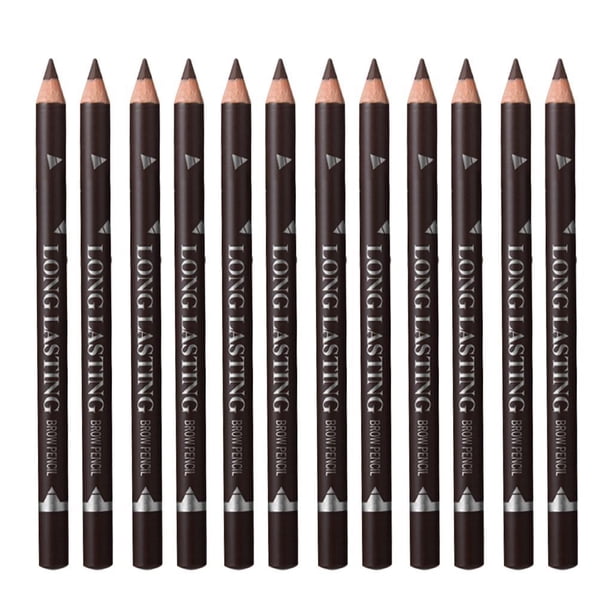 Set de 12pcs Lápiz de Maquillaje de Cejas Impermeable y Duradero con Dos Marron oscuro Yuyangstore Lápiz de maquillaje de cejas