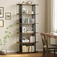 thumbnail image 4 of Memoryfield 6-Tier Industrial Bookshelf, Rustic Wood Bookcase with Metal Frame, Open Storage Display Rack for Living Room Office Bedroom, Brown, 4 of 8