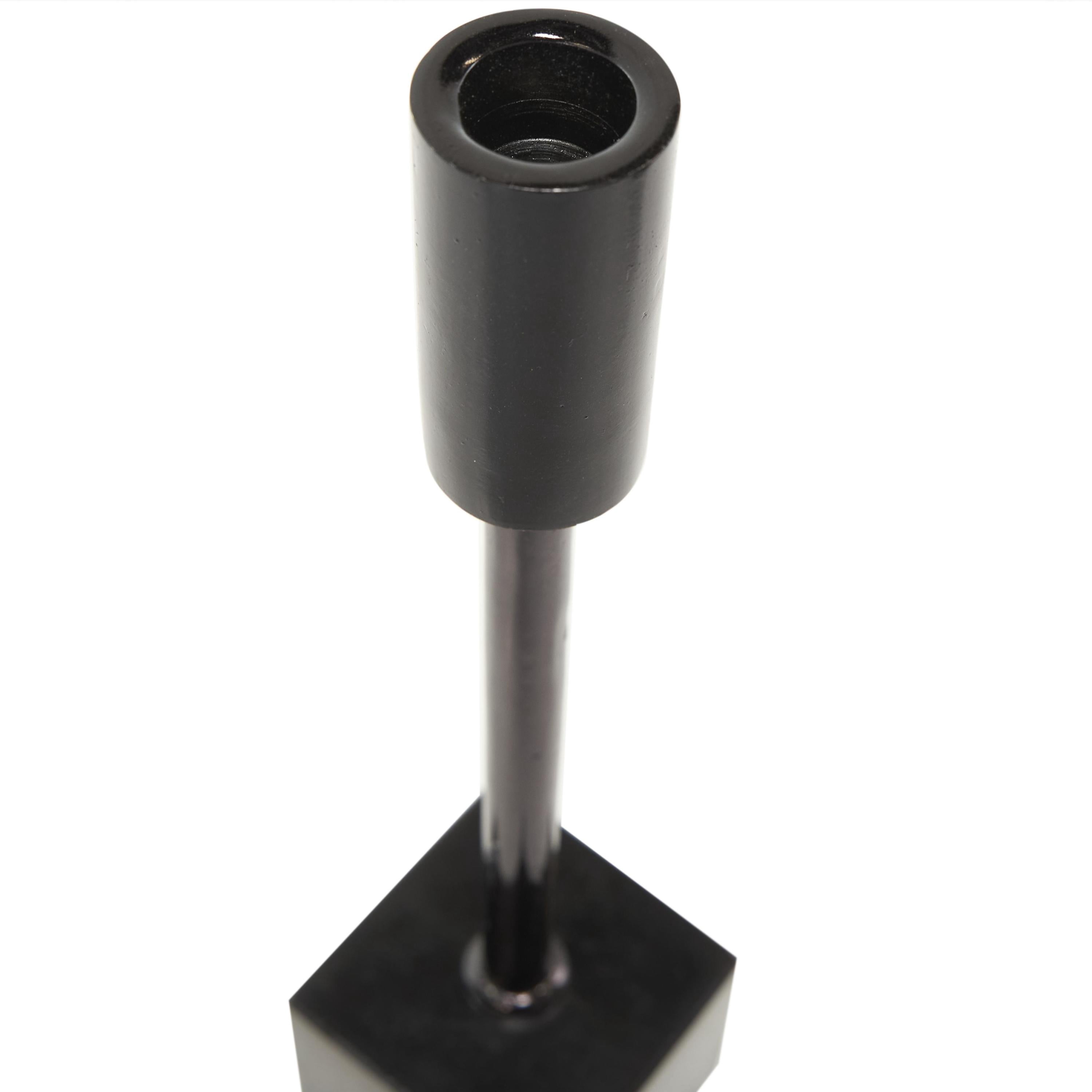 DecMode 2 Candle Black Aluminum Metal Slim Candle Holder with Block Bases, Set of 2