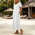 thumbnail image 6 of Bxsruta Womens Casual Maxi Dress Short Sleeve Scoop Neck Loose Flowy T-Shirt Dresses with Pockets, 6 of 7