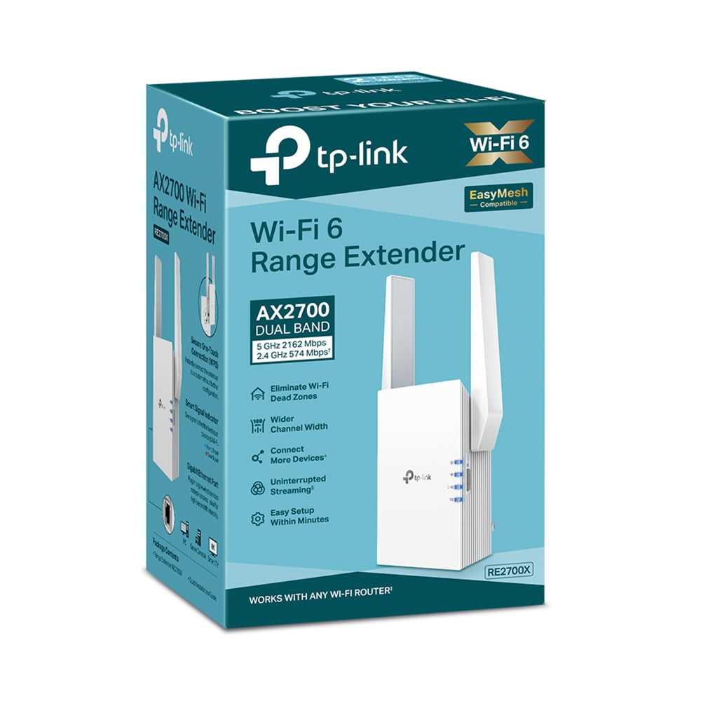 TP-Link AX2700 Wi-Fi 6 Dual-Band, Range Extender with Fast 2.7 Gbps Transfer Rate, Smart Roaming for Seamless Home Wireless Coverage and Direct Connection Through Gigabit Ethernet Port