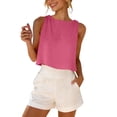 thumbnail image 3 of AnuYalue Linen Tank Tops for Women Loose Fit Crew Neck Cropped Tees Summer Beach Sleeveless Shirt, 3 of 9