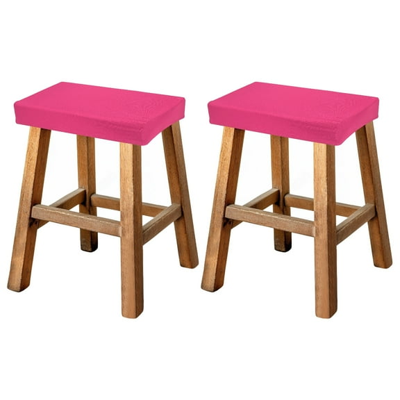 Uxcell Bar Stool Cover Rectangle, Stretch Washable Saddle Counter Vanity Barstool Slipcover Seat Cushion Protector with Elastic Band for Wooden Metal Bench Chair(Rose Red, 2Pcs)