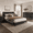 4-Pieces-Queen-Black, variant on Asofer Queen Bed Frame, Upholstered Headboard w/12 Solid Wood Slats & Platform, Beige
