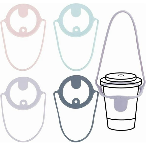 4 Pcs Coffee Cup Carrier Mixed Color Portable Drink Carrier Takeout Cup Holder Reusable Coffee Carrier with Handle Tie