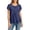 Dark Blue, variant on Women's Warm-Weather Loose Fit Round Neck Short Sleeve Top, Solid Color Casual Blouse with Gathered Detail for Daily Office and Street Wear (Black, M).