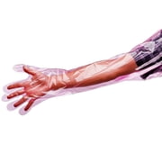 SPRING PARK 50Pcs Pet Veterinary Examination Farm Vet Disposable Film Soft PE Long Arm Glove
