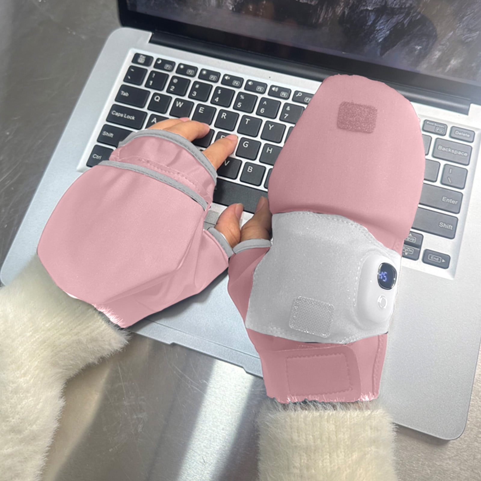 Rechargeable USB Heated Gloves - Portable Hand Warmers with Temperature Control, Quick Heat for Winter Outdoor & Indoor Use - Comfortable, Stylish, Long-Lasting Battery Pink