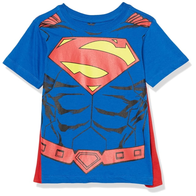 DC Comics - Playera de Manga Corta para niños pequeños Superman Cosplay, Azul Real/Rojo, 5-6