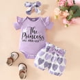 thumbnail image 2 of TAmten Baby Girl Clothes 3Month Infant Summer Outfits Set Ruffle Sleeve Romper and Floral Shorts/Skirts with Headband(Light Purple,3-6 Months), 2 of 6