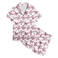 thumbnail image 5 of Girls Silk Pjs Butterfly Pajamas Girls Button Down and Pants 2 Piece Short Sleeve Cute Pj Sets Teen Girl Pajamas for Teen Girls 12-13 Years, 5 of 5
