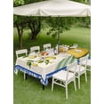thumbnail image 4 of Outdoor Tablecloth with Umbrella Hole for Patio/Picnic/Party/Camping, Lemon Vase Summer Waterproof Table Cloth Rectangle Table Cover Washable, Fruits Green Striped Blue Lave (54"x 80"), 4 of 8