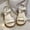 Beige, variant on Kids Girls Silver Metallic Faux Faux Leather Bow Pearl Sandals Kids Little Kid Adjustable Ankle Strap Open Toe Flat Dress Shoes,Size 27