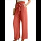thumbnail image 2 of Pantalones Anchos para Mujer con Bolsillos, Cintura Alta, Nudo Ajustable, Holgados, Informales, para Trabajo y Negocios. Rojo L, 2 of 6