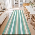 thumbnail image 3 of Hallway Runner Rug 2'x6', Turquoise Khaki Striped Kitchen Runner Rugs Non-Slip Carpet Mats, Modern Minimalism Abstract Art Bedside Rugs Runners Washable Floor Carpet for Bathroom Laundry Room, 3 of 8