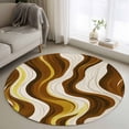 thumbnail image 3 of Brown Wave Round Area&nbsp;Rug 4ft Modern Abstract Art Gold White Line Stripes Linen Non-Slip&nbsp;Washable Circle Rugs Soft Felt Indoor Floor Mat for Bedroom Kitchen Living Room Bathroom, 3 of 9