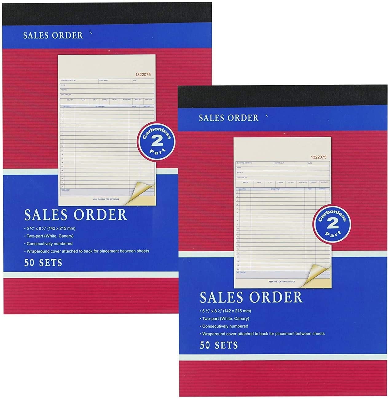 2 Carbonless Invoice Sales Order Book Cash Rent Receipt Form 50Sets 2 Parts 