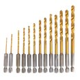 thumbnail image 1 of Juego de 13 brocas de acero de alta velocidad con vástago hexagonal de 1/4 de pulgada, de 1,5 a 6,5 mm, para madera, plástico y metal, 1 of 9