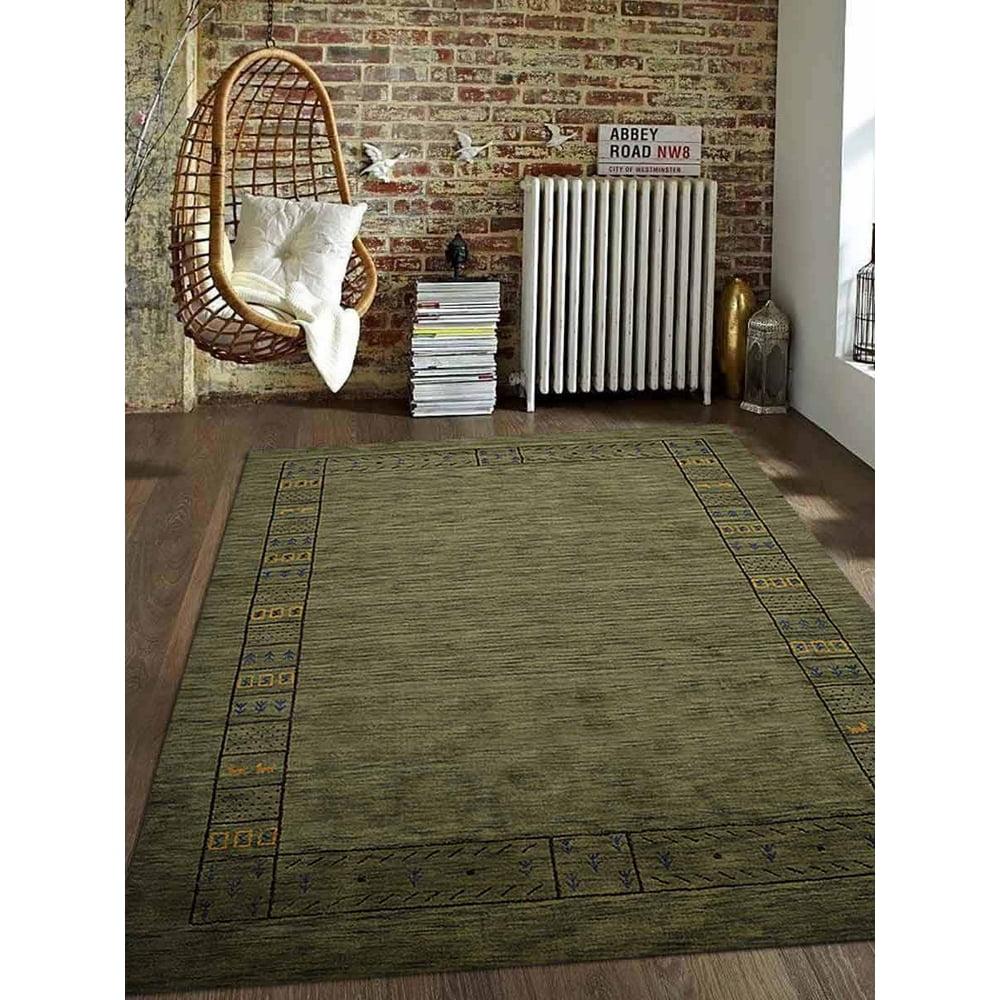 Rugsotic Carpets Hand Knotted Wool 10'x10' Square Area Rug Contemporary
