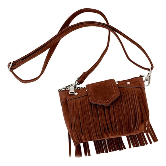RUISINERY Retro Ethnic Styles Small Fringed Crossbody Purse for Women with Adjustable Strap and Zippered Cellphone Bag Wallet