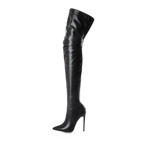 

GNEIKDEING Vintage Pointed Toe Zipper High Heel Over The Knee Boots For Women Shoes Gift on Clearance