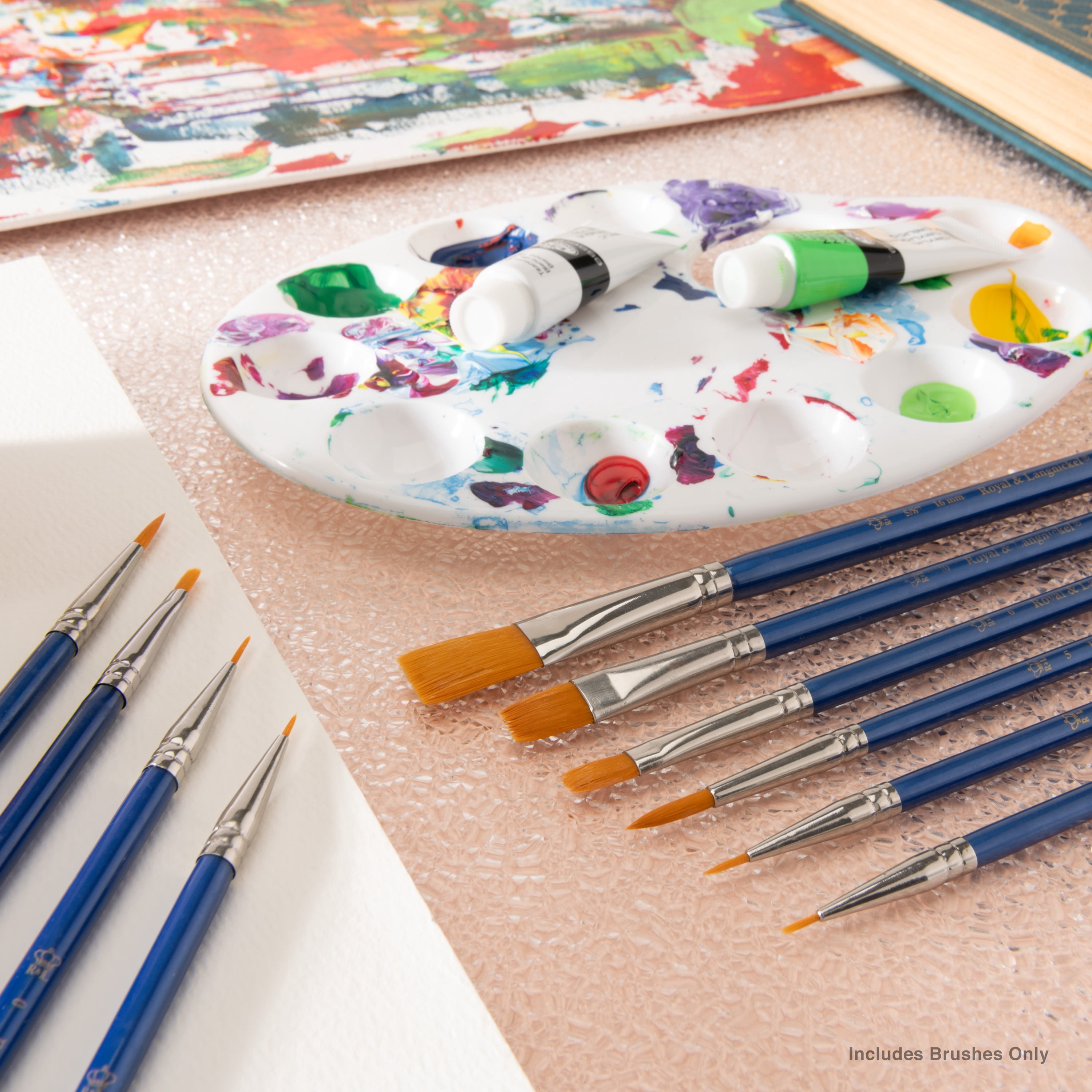 (2 pack) Royal & Langnickel Assorted Shapes Gold Taklon Acrylic Art Brushes 10 Pieces