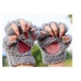 thumbnail image 3 of Lindo gato gatito pata felpa piel sintética guantes sin dedos para niñas y mujeres (gris), 3 of 5