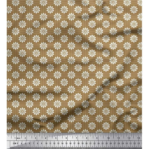 Soimoi Moss Georgette Fabric Check & Floral Artistic Print Sewing Fabric Yard 42 Inch Wide