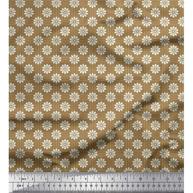 Soimoi Poly Georgette Fabric Check & Floral Artistic Printed Craft Fabric by the Yard 42 Inch Wide