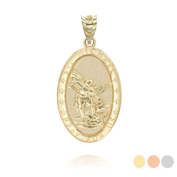 10k Yellow Gold Oval Saint Michael Pendant / Necklace (PENDANT ONLY)